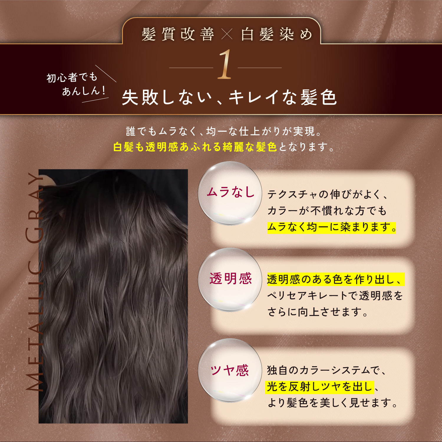 KYOGOKU IROME メタリックグレー Noble Collectionイロミー ヘアカラー 白髪染め 医薬部外品 1剤 低刺激 美容室専売品 部分染め