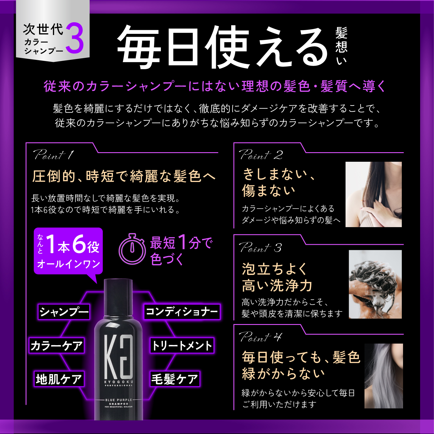 KYOGOKU ブルーパープルカラーシャンプー BP ムラシャン 紫シャンプー ムラサキシャンプー