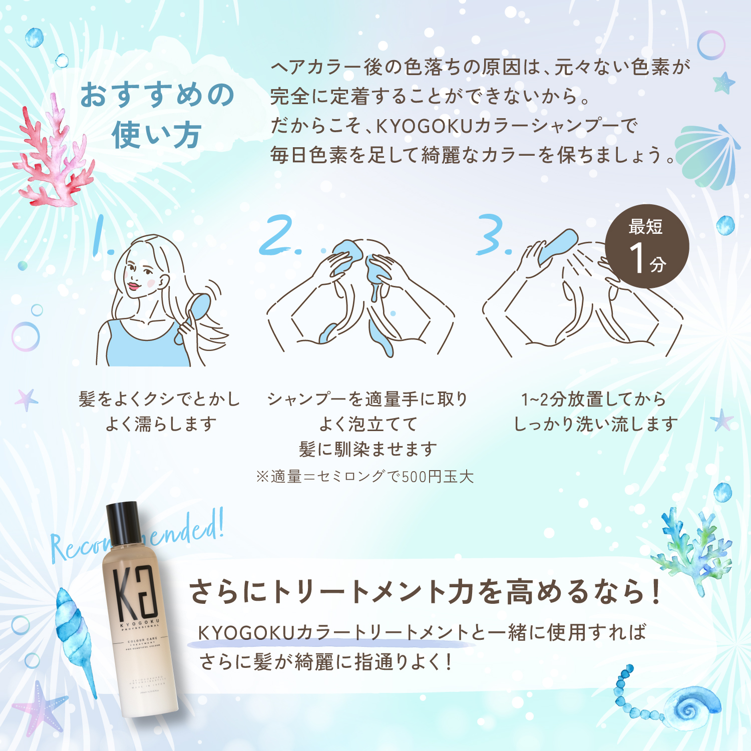 KYOGOKU パーソナルカラーシャンプー アッシュグレー ブルベ夏 200ml カラーシャンプー 業界初 パーソナルカラー診断 美容室専売品 ダメージ髪用シャンプー サロン専売品 リンゴ幹細胞培養液配合 色落ち防止